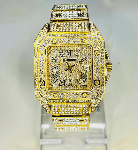 Men's Gold Iced Watch